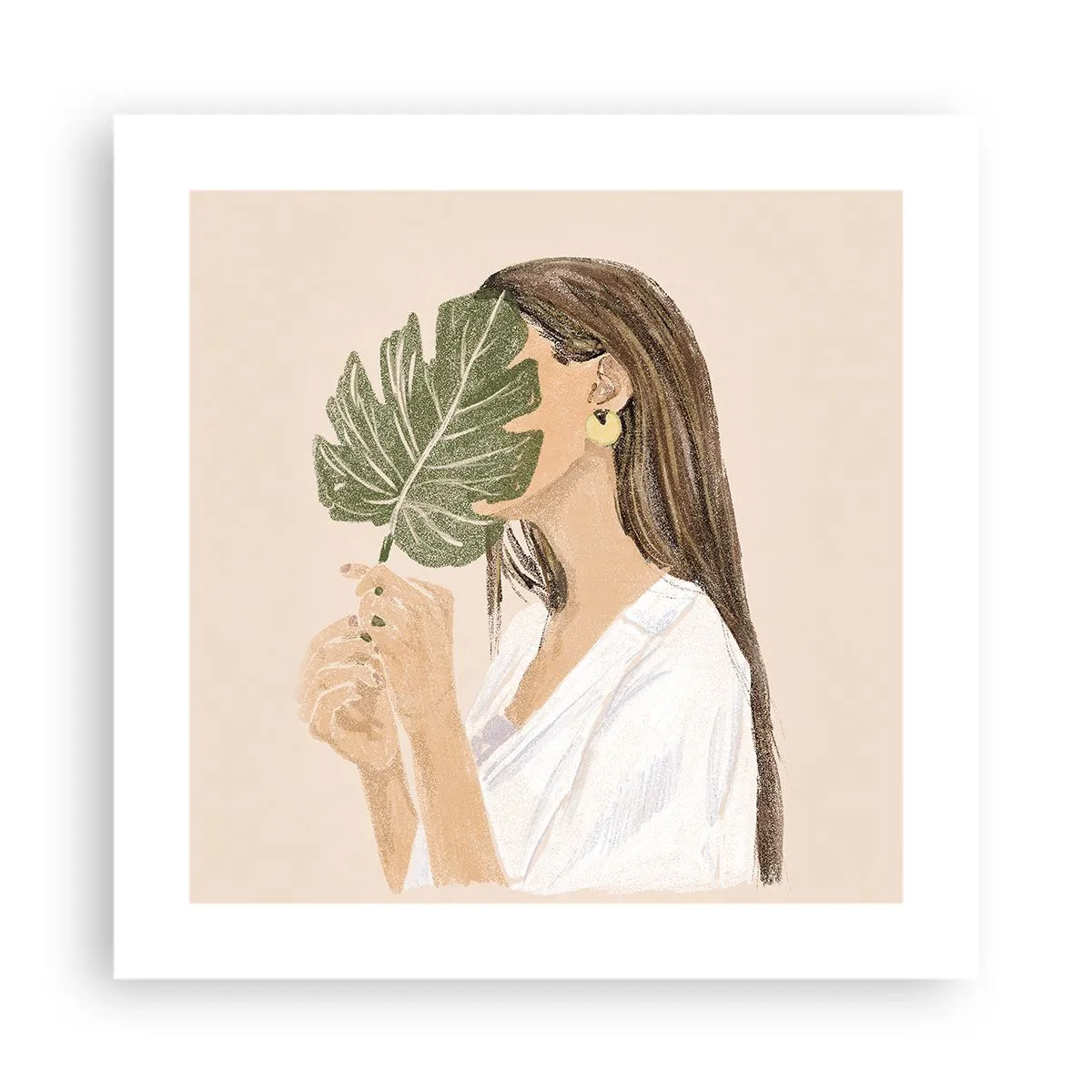 Plagát - Tajomný portrét s vejárom - 40x40 cm