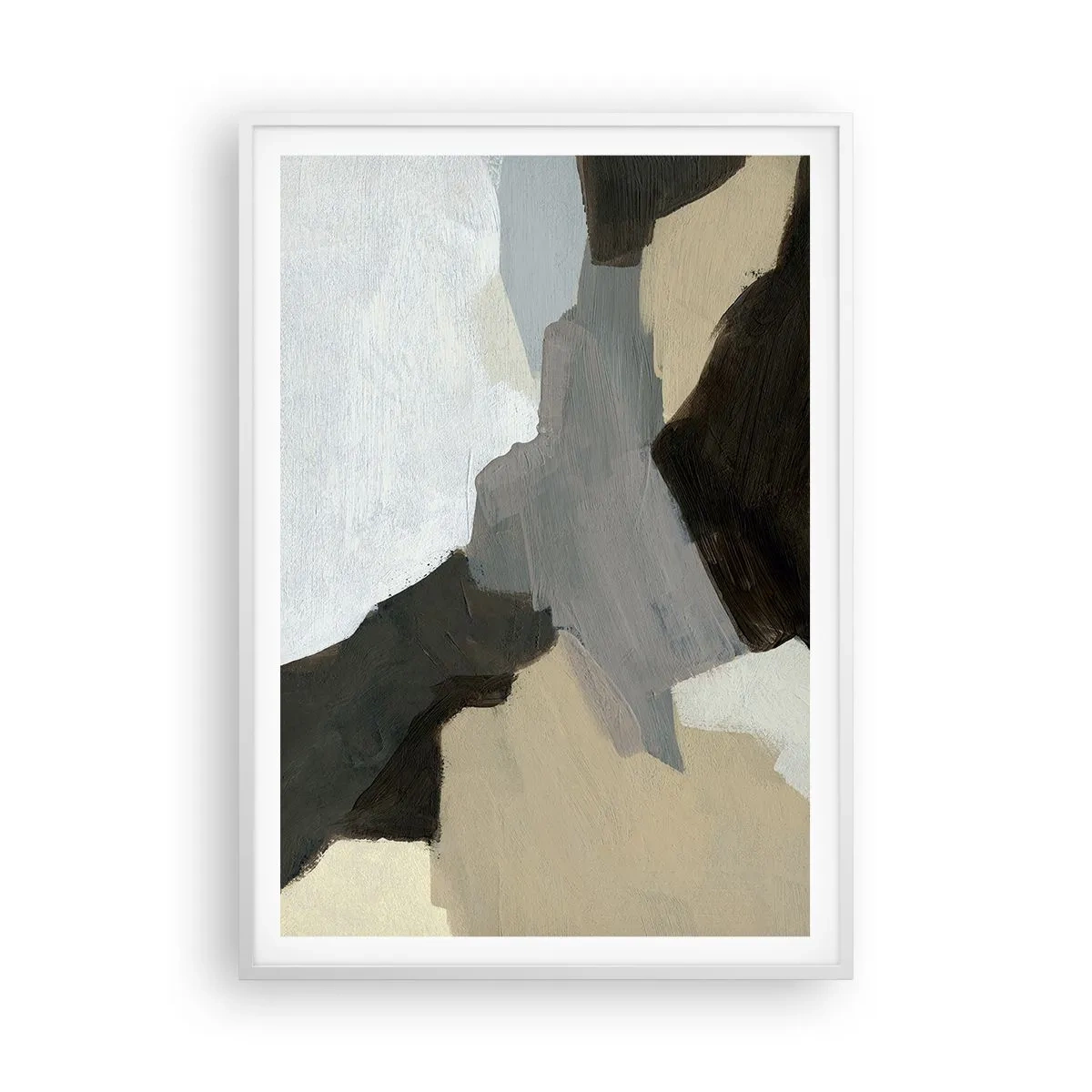 Plagát v bielom ráme - Abstrakcia: križovatka šedej - 70x100 cm