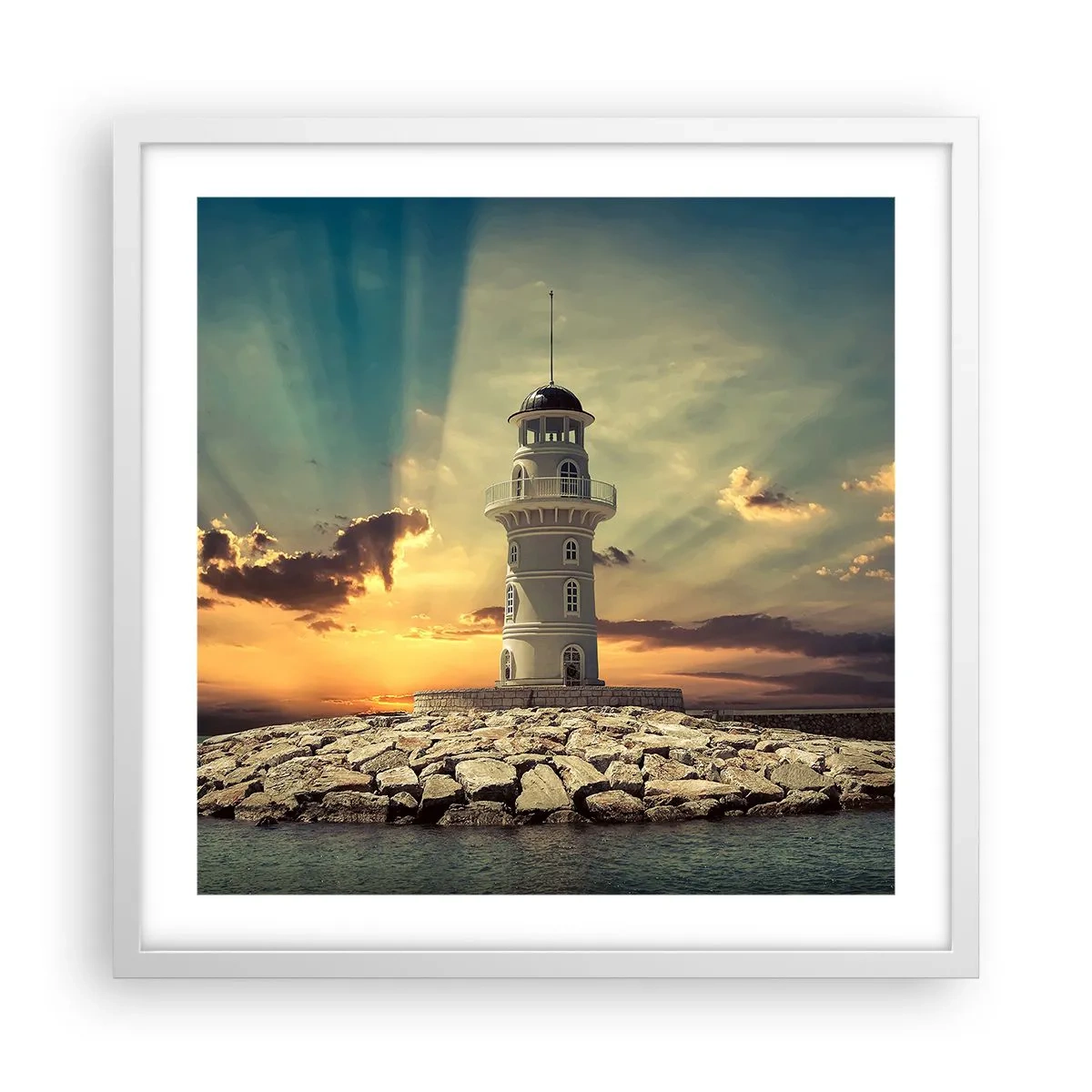 Plagát v bielom ráme - Svetlo - Dobro - Krása - 50x50 cm