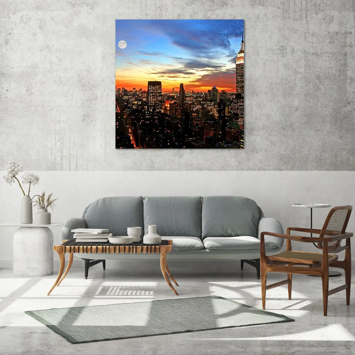 Obraz na skle - Žiarivá americká noc - 60x60 cm