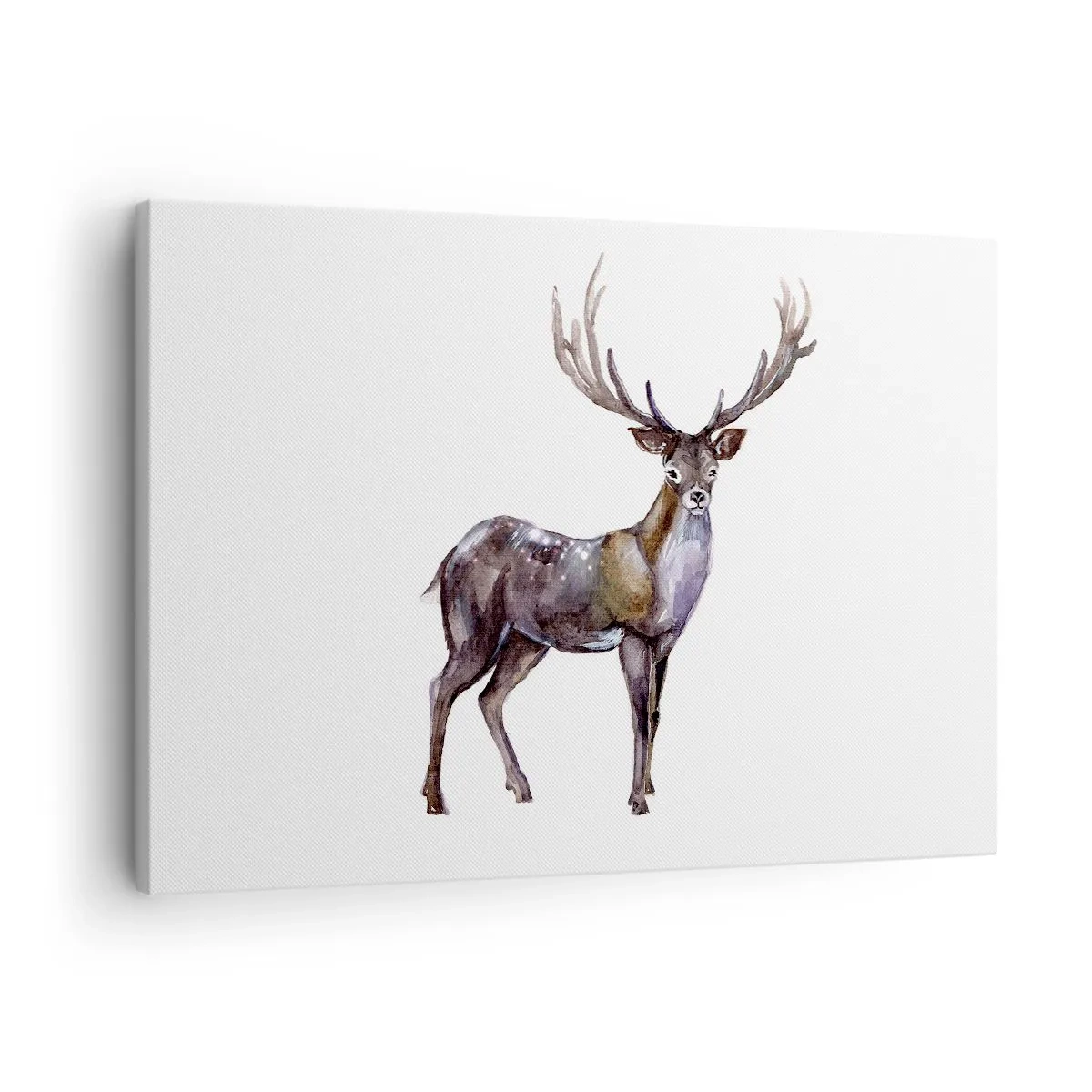 Obraz na plátne - Akvarelová ilustrácia jeleňa s majestátnymi parohmi - 70x50cm - Kráľ polnočnej púšte - Moderná nástenná dekorácia do obývacej izby a spálne ARTTOR