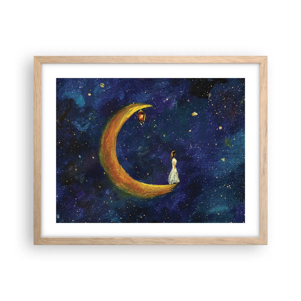 Plagát v ráme zo svetlého duba - Volanie sveta - 50x40 cm