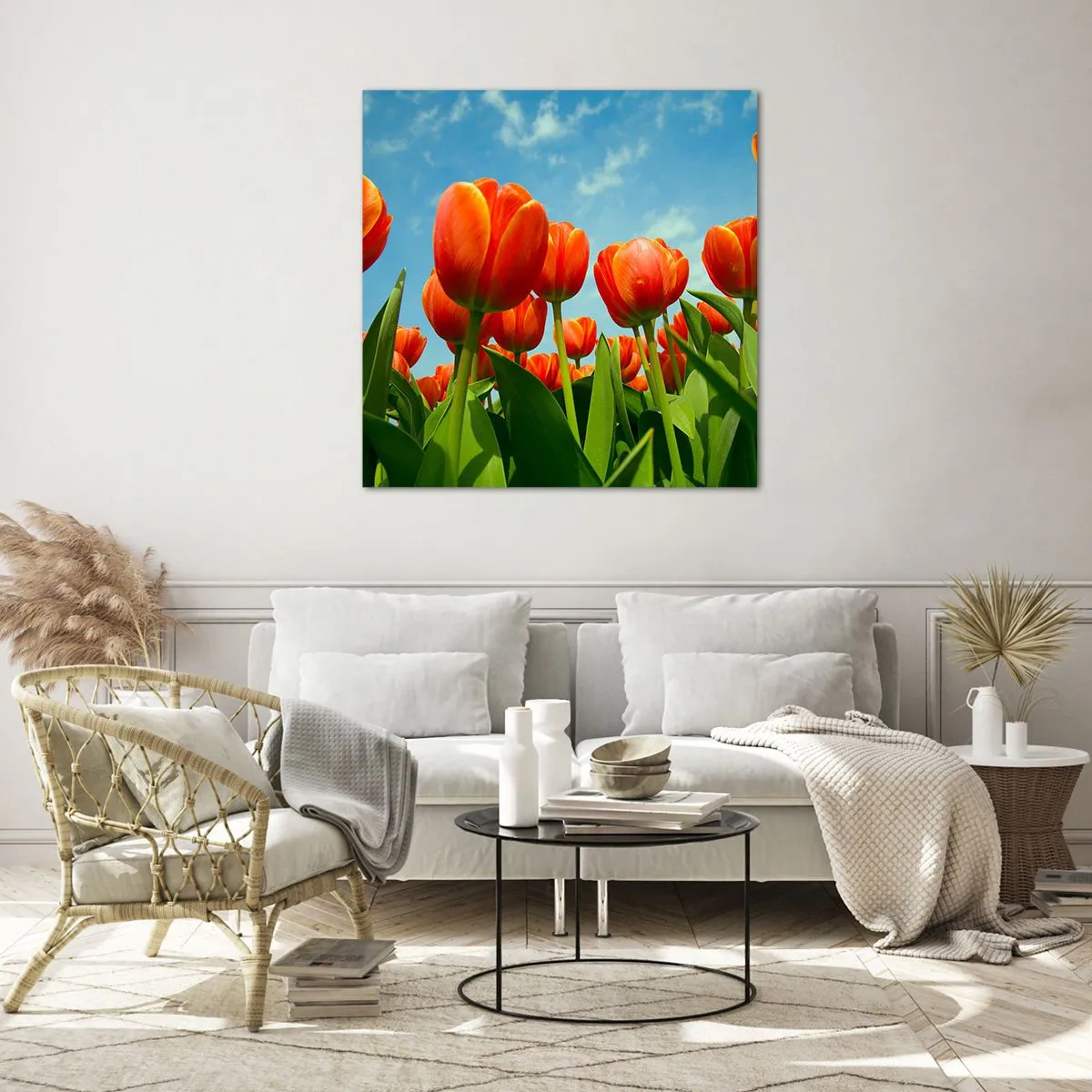 Obraz na skle - Okrem blankytného neba nič v živote nepotrebujú - 70x70 cm