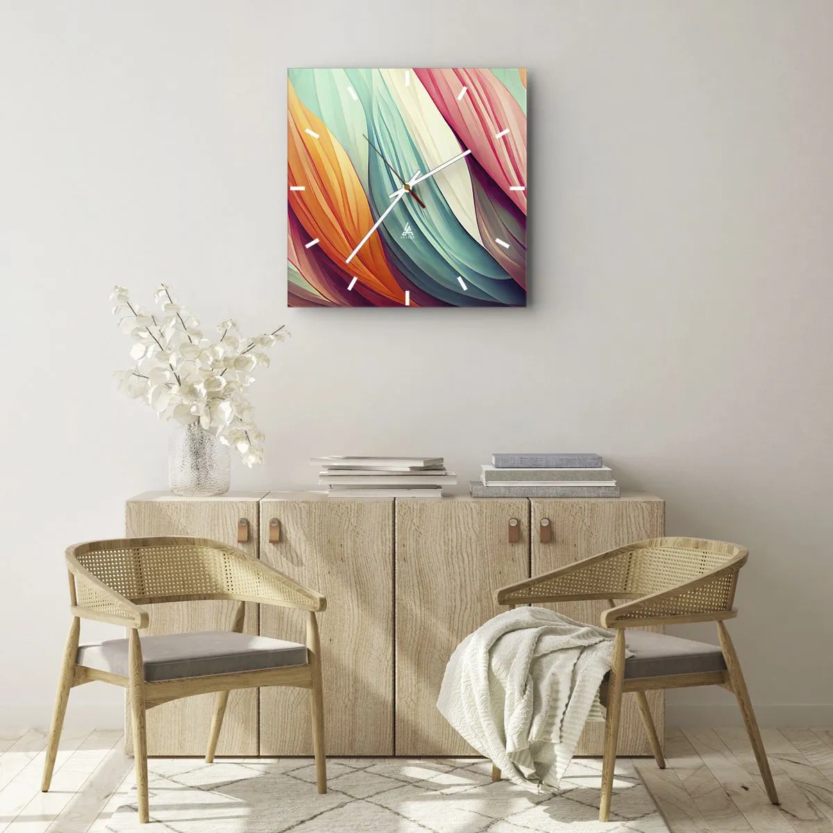 Nástenné hodiny - Dúhový uzol - 30x30 cm