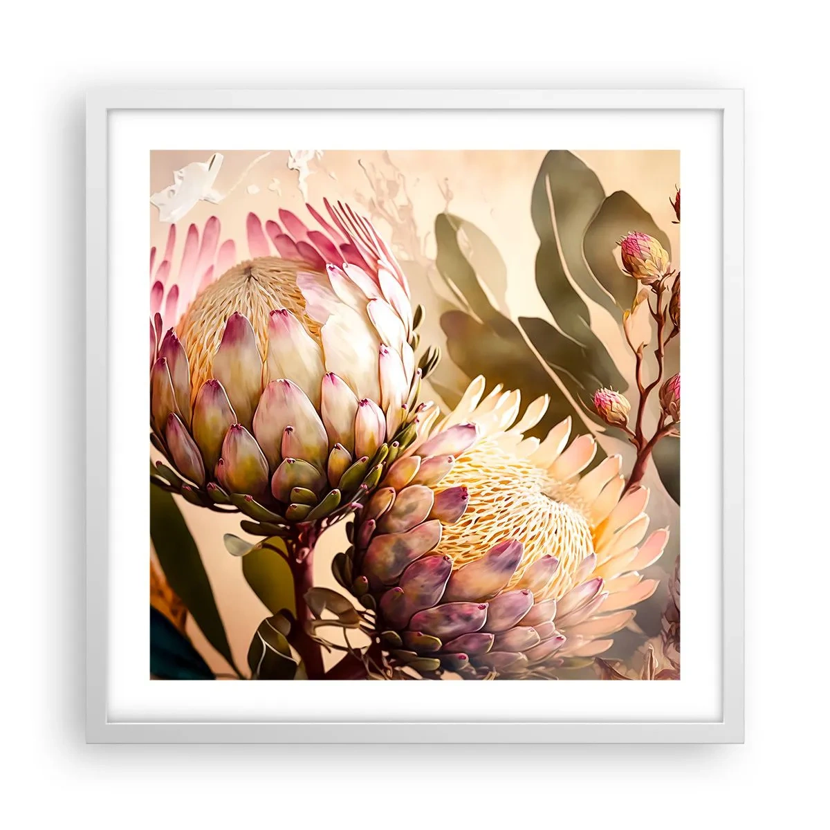 Plagát v bielom ráme - Nežne objaté - 50x50 cm