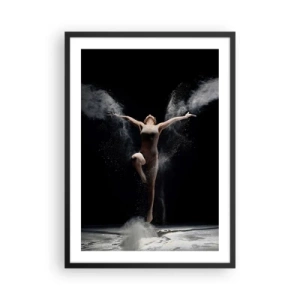 Plagát v čiernom ráme - Tanečník v oblaku prachu na čiernom pozadí - 50x70cm - Elfovia existujú - Moderná nástenná dekorácia do obývacej izby a spálne ARTTOR