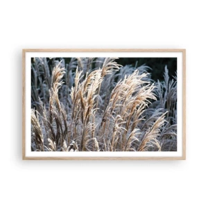 Plagát v ráme zo svetlého duba - Mrazom pokryté - 91x61 cm