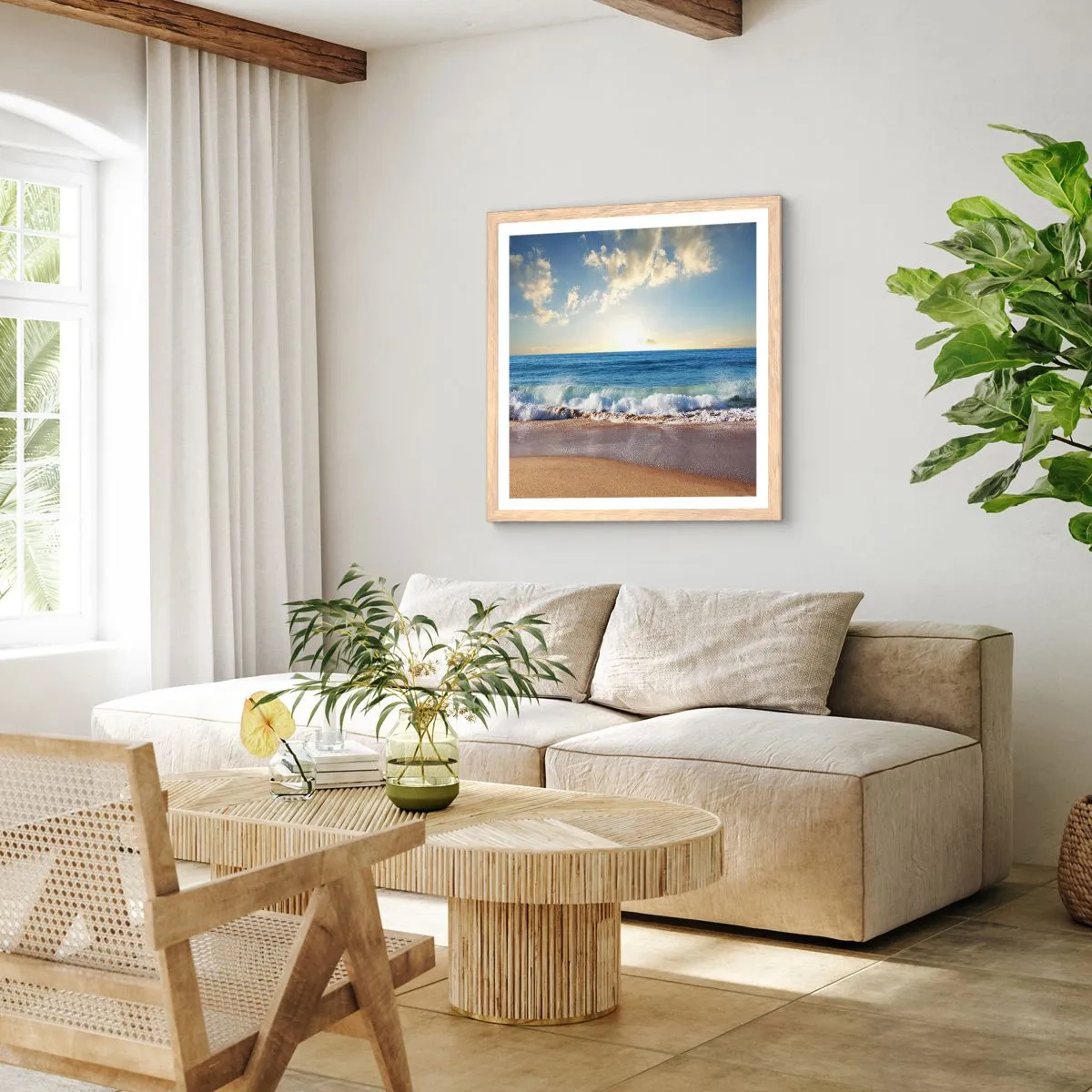 Plagát v ráme zo svetlého duba - Pohyb a nehybnosť zároveň - 60x60 cm