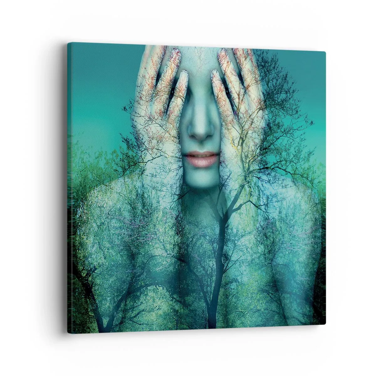 Obraz na plátne - Ponorená do modrej - 40x40 cm