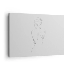 Obraz na plátne - Vrstevnica zobrazujúca ženskú siluetu na svetlom pozadí - 70x50cm - Hudba tela - Moderná nástenná dekorácia do obývacej izby a spálne ARTTOR