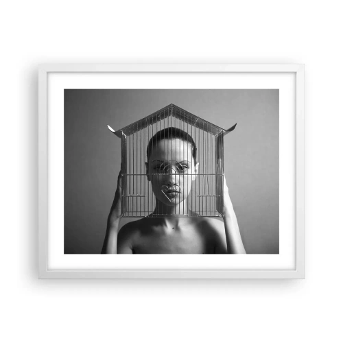 Plagát v bielom ráme - Tak trochu surrealistický portrét - 50x40 cm