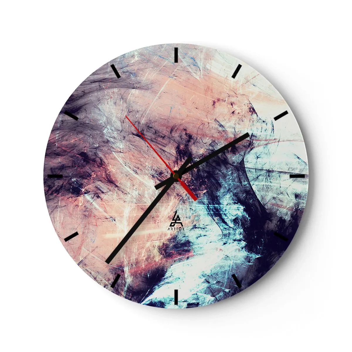 Nástenné hodiny - Abstraktná kompozícia v pastelových odtieňoch - 30x30cm - Vnímaj vietor - Moderná nástenná dekorácia do obývacej izby, kuchyne a spálne ARTTOR