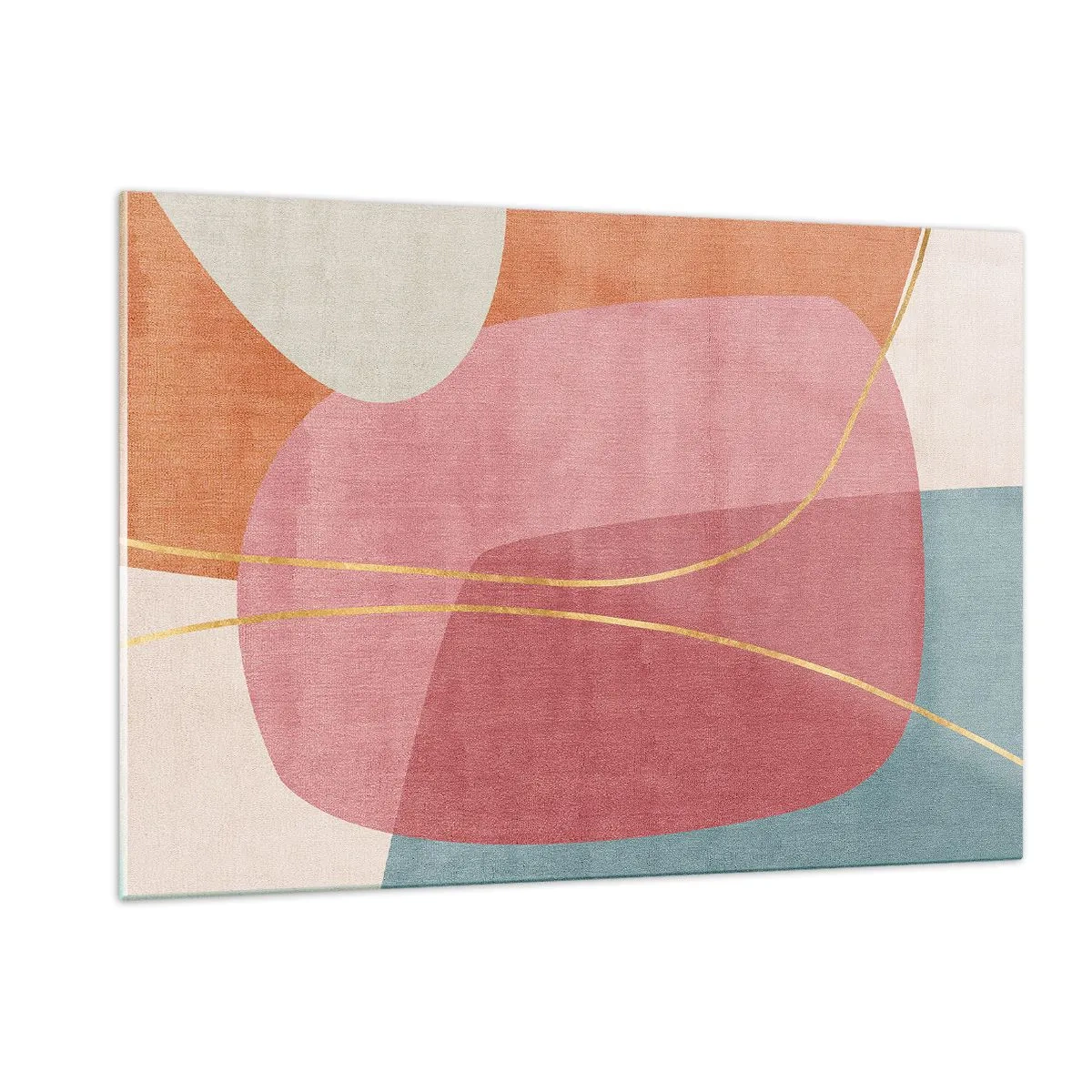 Obraz na skle - Pastelová kompozícia so zlatou niťou - 120x80 cm