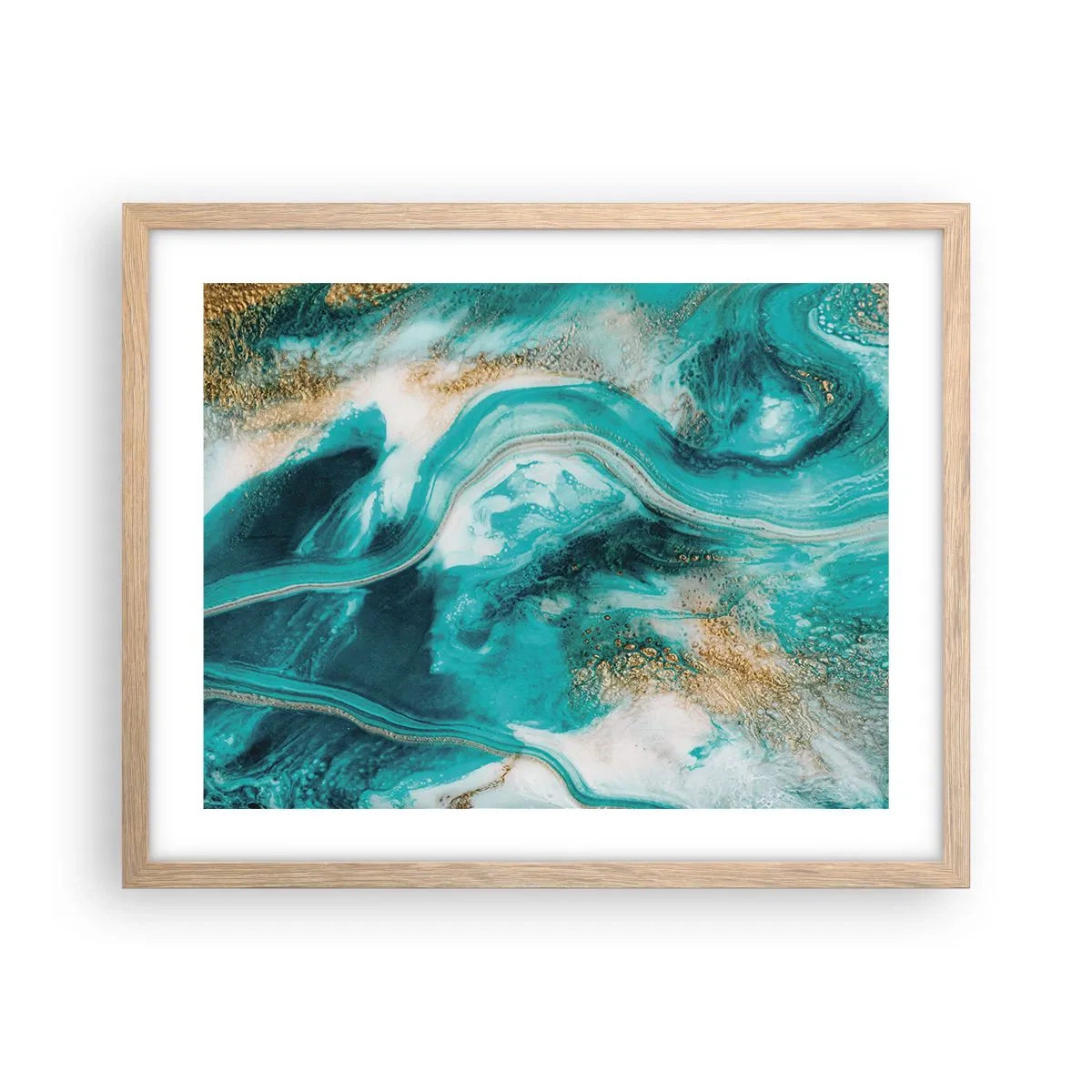 Plagát v ráme zo svetlého duba - Rieka zlata - 50x40 cm