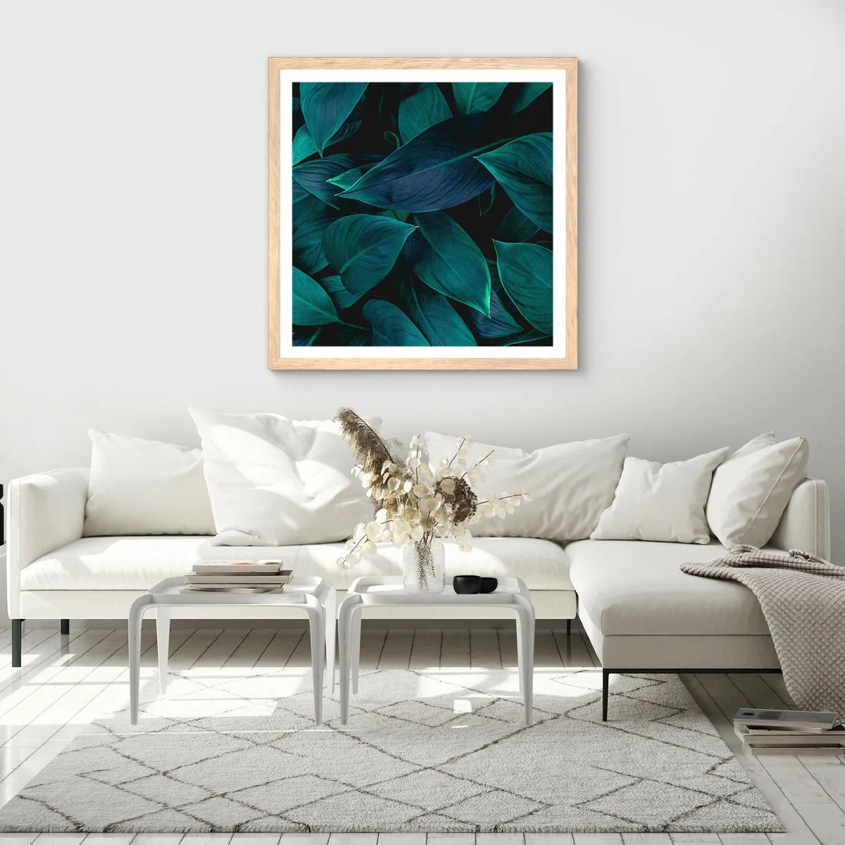 Plagát v ráme zo svetlého duba - Zeleň sama o sebe - 40x40 cm