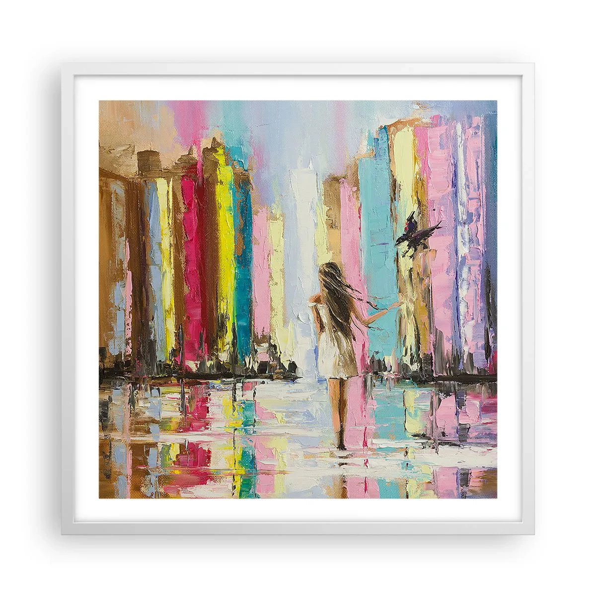 Plagát v bielom ráme - Poď so mnou - 60x60 cm