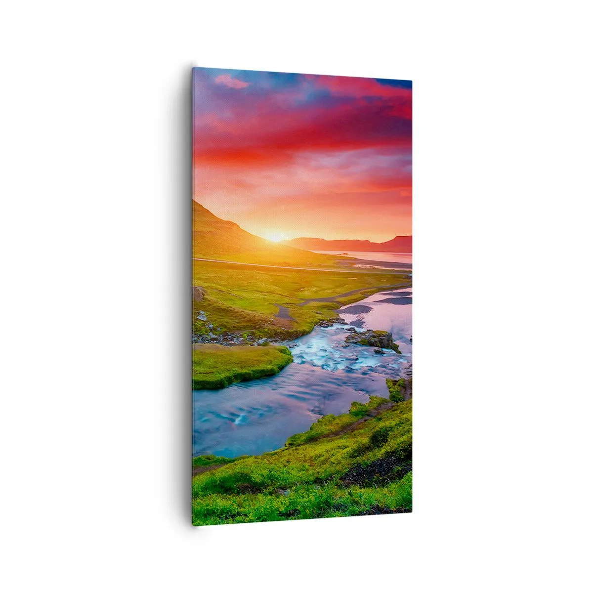 Obraz na plátne - Island - oheň a voda - 65x120 cm