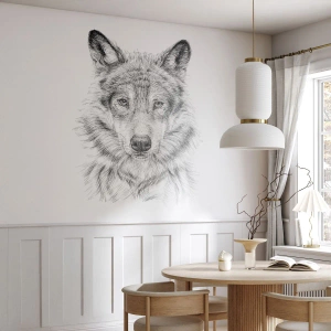 Fototapeta Premium Canvas - Rodený vodca - Wolf, Skica, škandinávsky - 250x175 cm