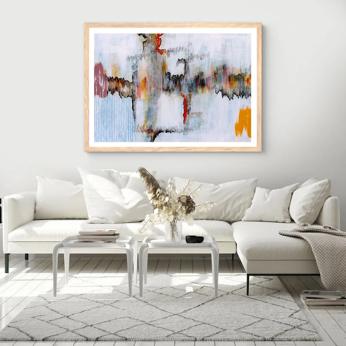 Plagát v ráme zo svetlého duba - Paličkou po vode - 70x50 cm