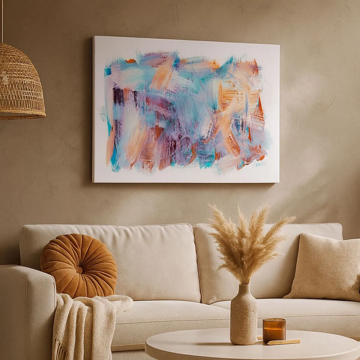 Obraz na plátne - Farebné ťahy štetcom v abstraktnej kompozícii - 70x50cm - Farebný neporiadok - Moderná nástenná dekorácia do obývacej izby a spálne ARTTOR