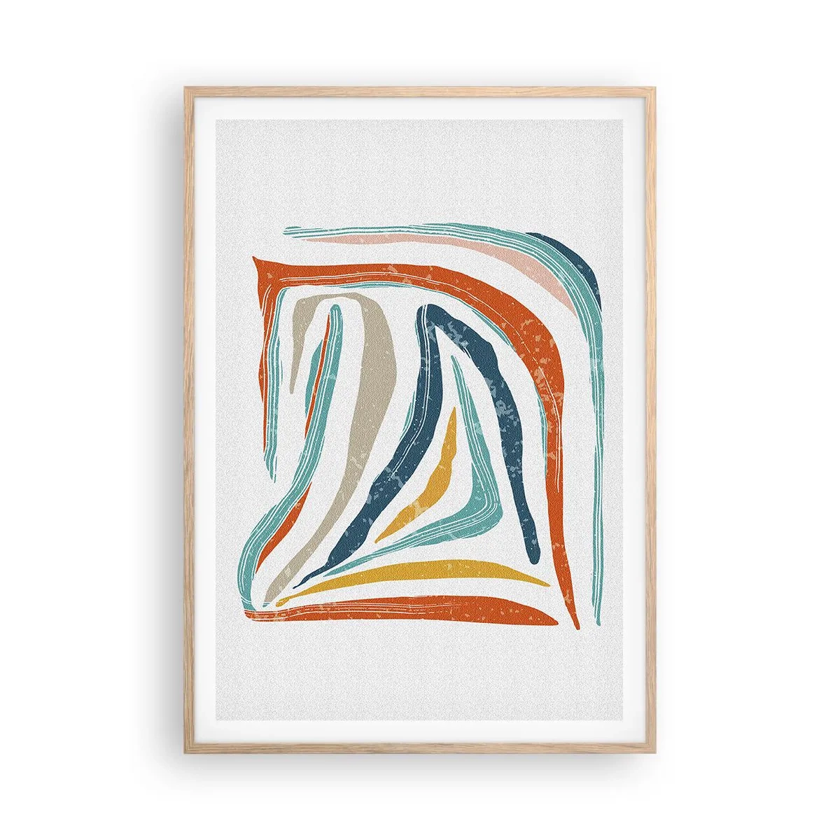 Plagát v ráme zo svetlého duba - Priateľsky usmievavá abstrakcia - 70x100 cm
