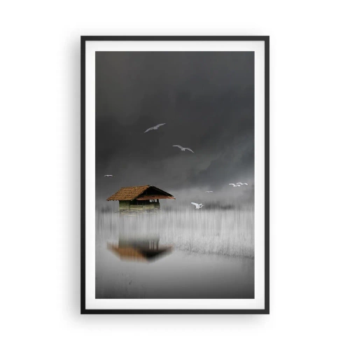 Plagát v čiernom ráme - Úkryt pred dažďom - 61x91 cm