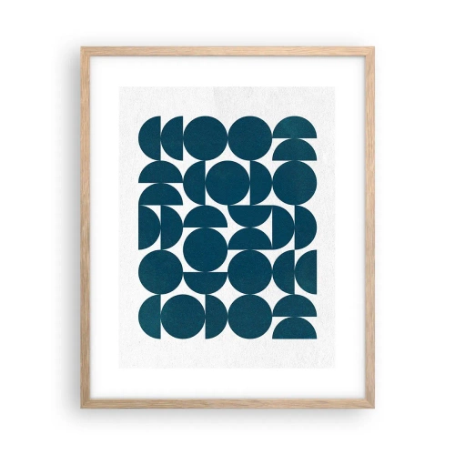 Plagát v ráme zo svetlého duba - Kruhy a polkruhy - 40x50 cm