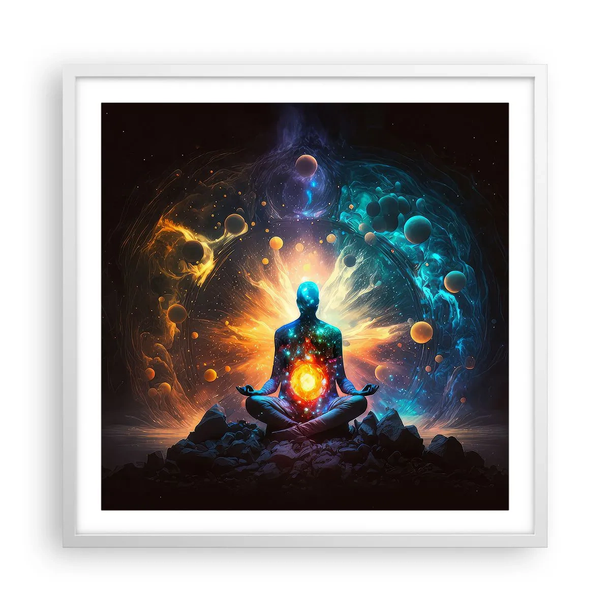 Plagát v bielom ráme - Vesmírny pokoj - 60x60 cm