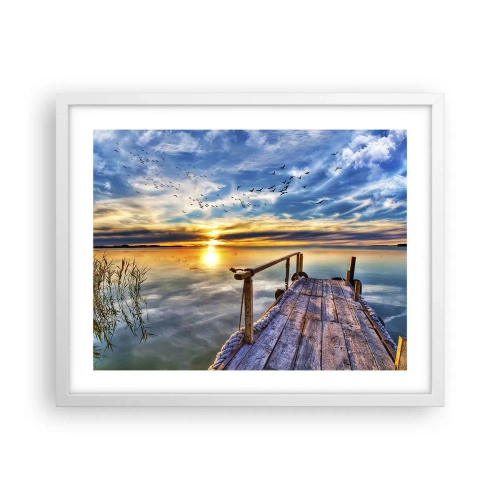 Plagát v bielom ráme - Vietor ide odpočívať - 50x40 cm