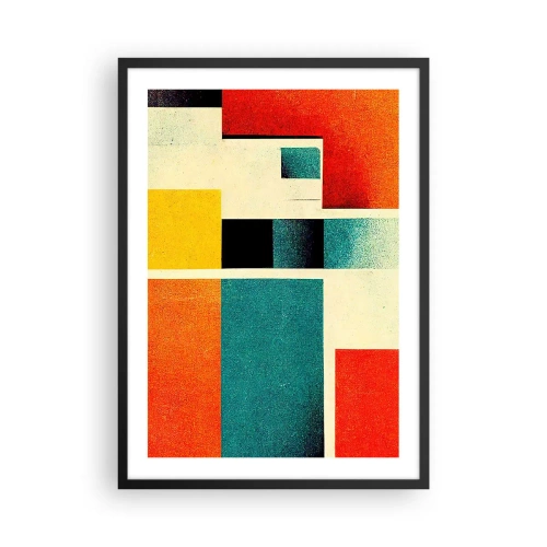 Plagát v čiernom ráme - Geometrická abstrakcia v modernistickom štýle - 50x70cm - Geometrická abstrakcia – dobrá energia - Moderná nástenná dekorácia do obývacej izby a spálne ARTTOR