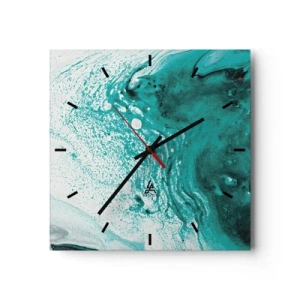 Nástenné hodiny - Prepadnúť sa v bielej a tyrkysovej - 30x30 cm