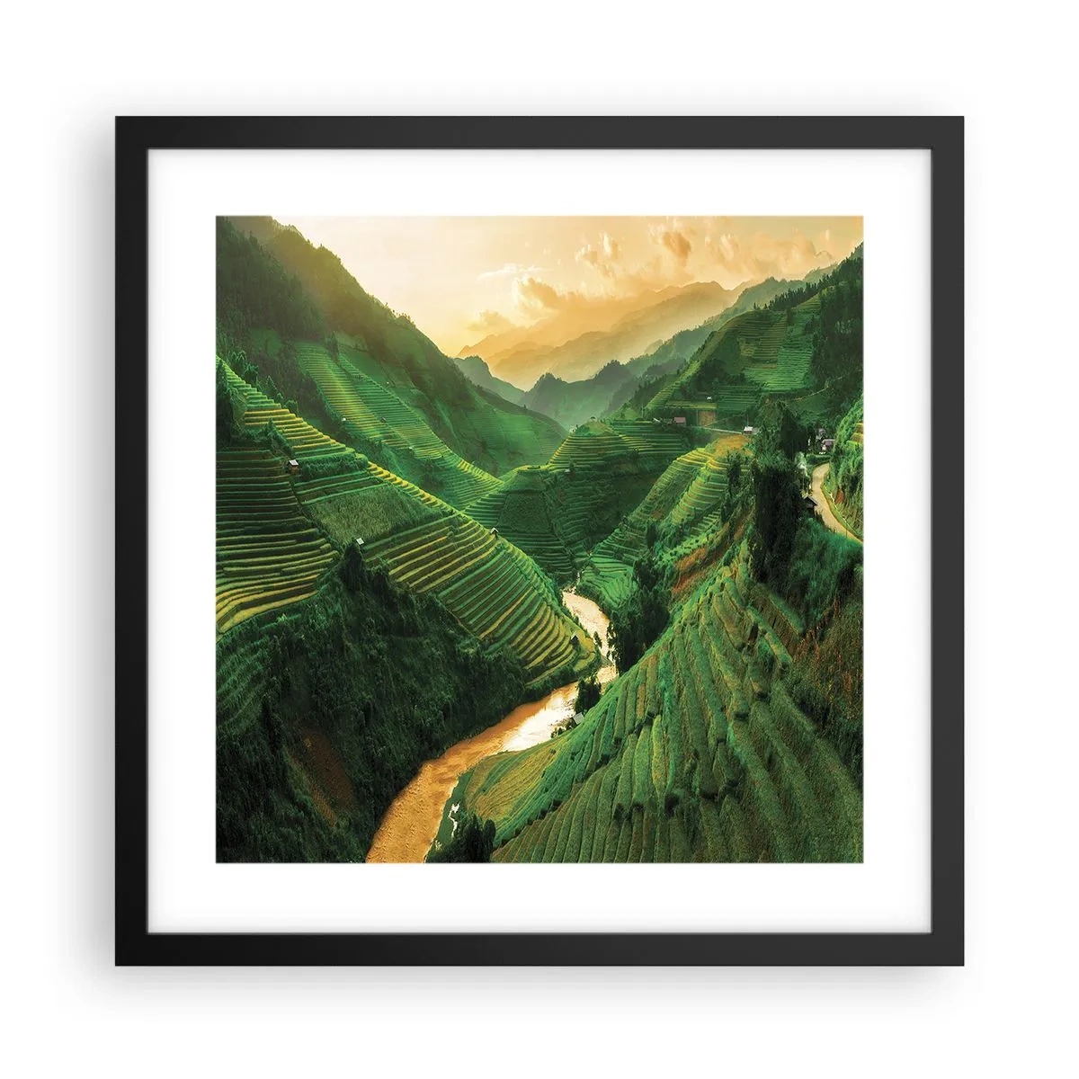 Plagát v čiernom ráme - Vietnamské údolie - 40x40 cm