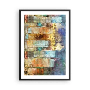 Plagát v čiernom ráme - Akvarelová raja v odtieňoch modrej na svetlom pozadí - 50x70cm - Slnečná metropola - Moderná nástenná dekorácia do obývacej izby a spálne ARTTOR