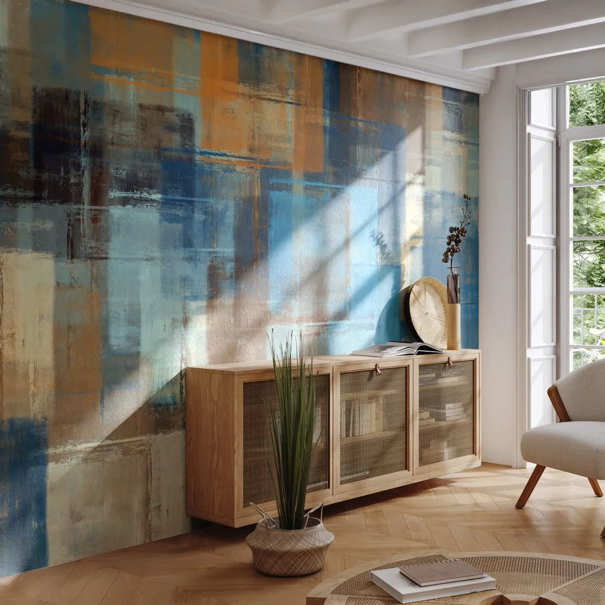 Fototapeta Standard Eco - Cez modrý závoj - Abstrakcia, Kus, Maľovať - 200x140 cm