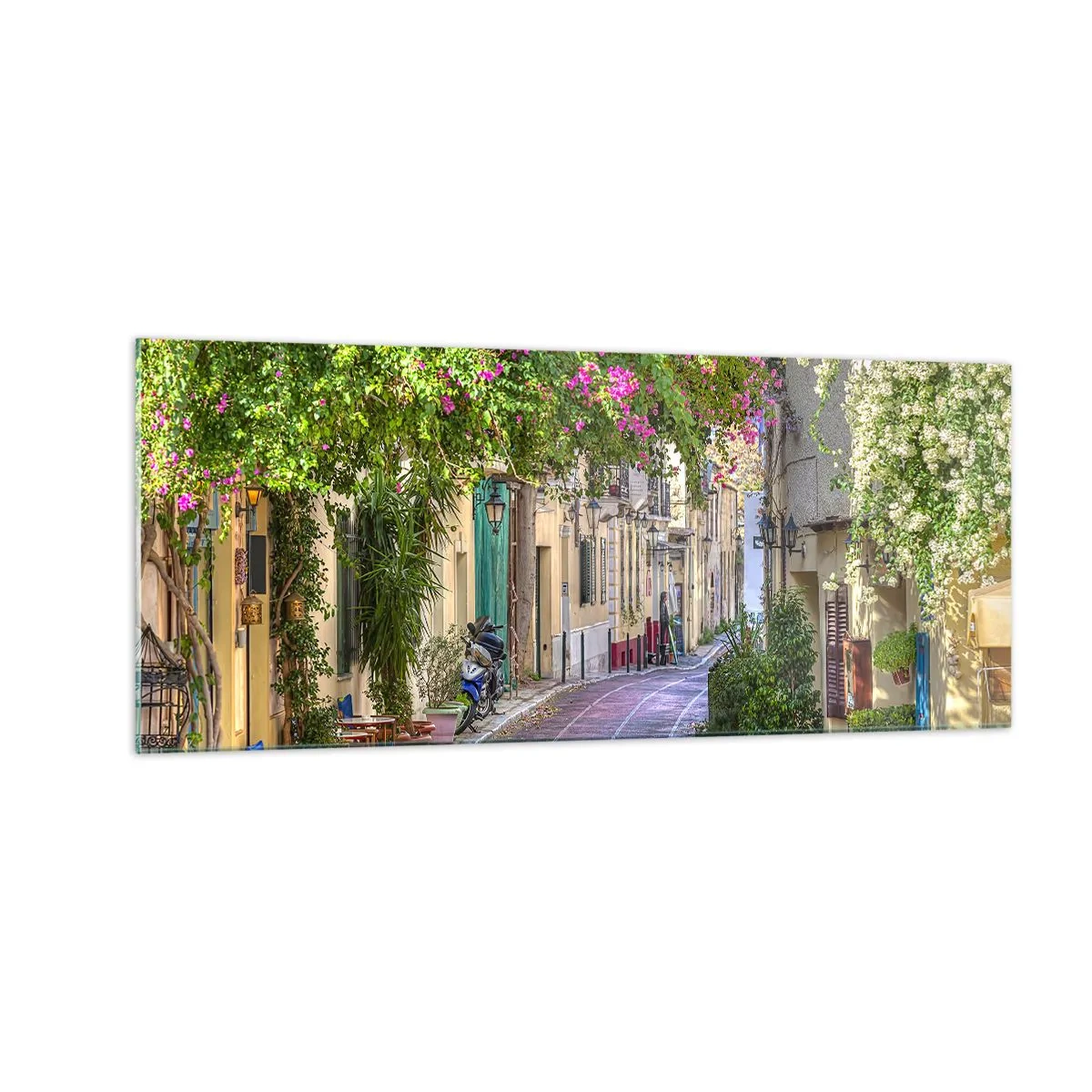 Obraz na skle - Kvitnúce zákutie - 100x40 cm