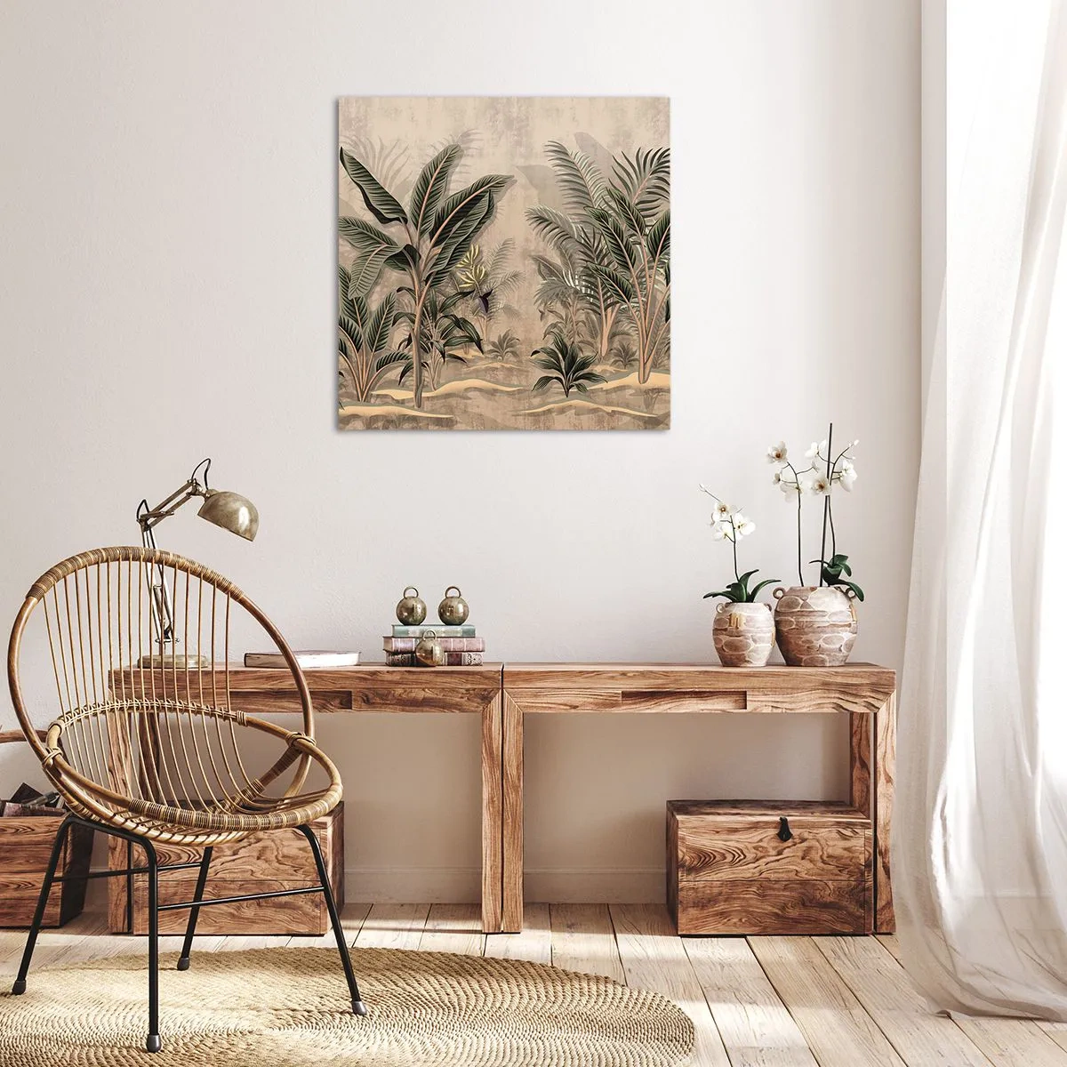 Obraz na plátne - Rytina v koloniálnom štýle - 70x70 cm