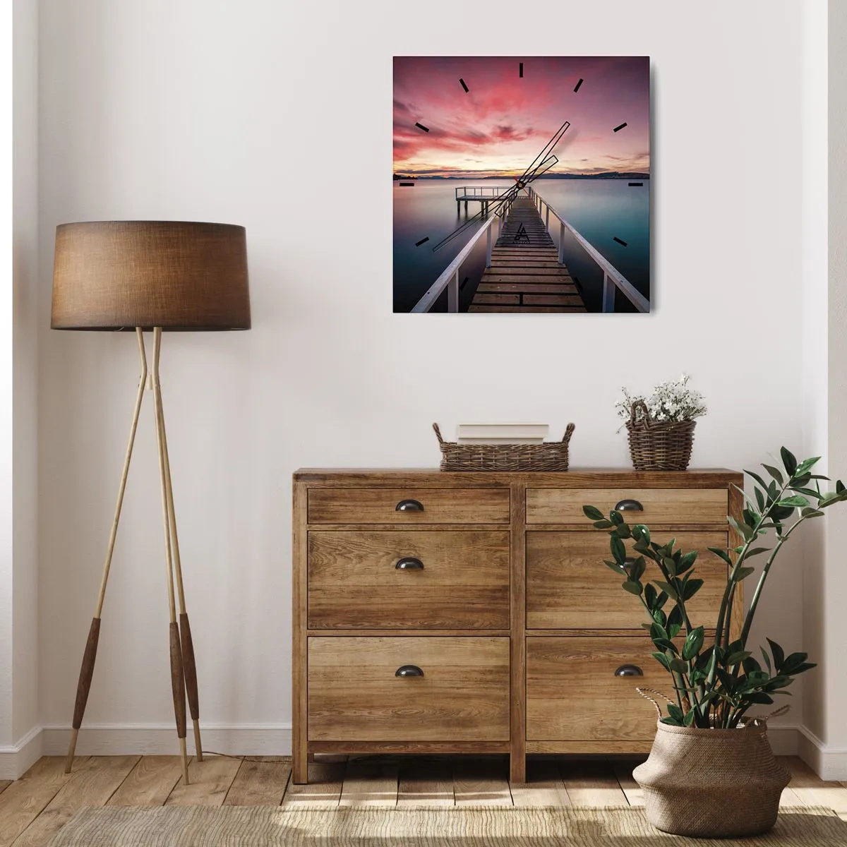 Nástenné hodiny - Jemný plameň večera - 30x30 cm