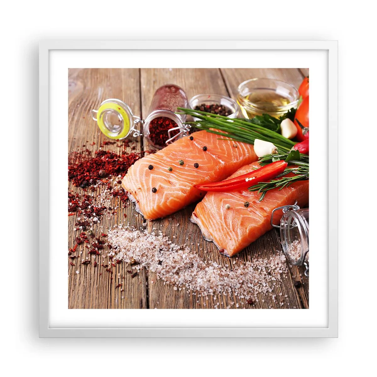 Plagát v bielom ráme - Nórske dobrodružstvo v kuchyni - 50x50 cm