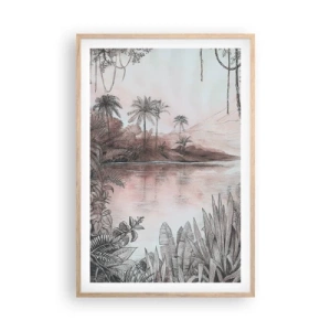 Plagát v ráme zo svetlého duba - Denník cestovateľa z 19. storočia - 61x91 cm