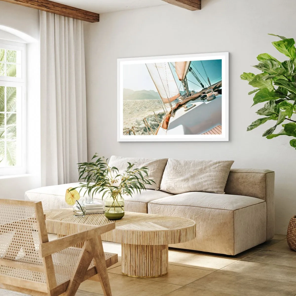Plagát v bielom ráme - Pod plnými plachtami - 40x30 cm