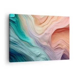 Obraz na plátne - Abstraktné vlny v pastelových a dúhových farbách - 70x50cm - Dúhová vlna - Moderná nástenná dekorácia do obývacej izby a spálne ARTTOR