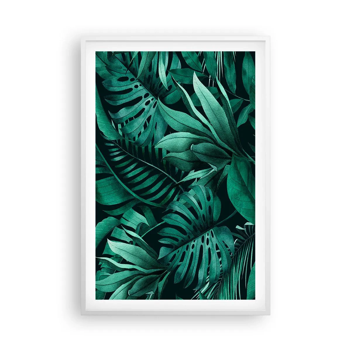 Plagát v bielom ráme - Hĺbka tropickej zelene - 61x91 cm