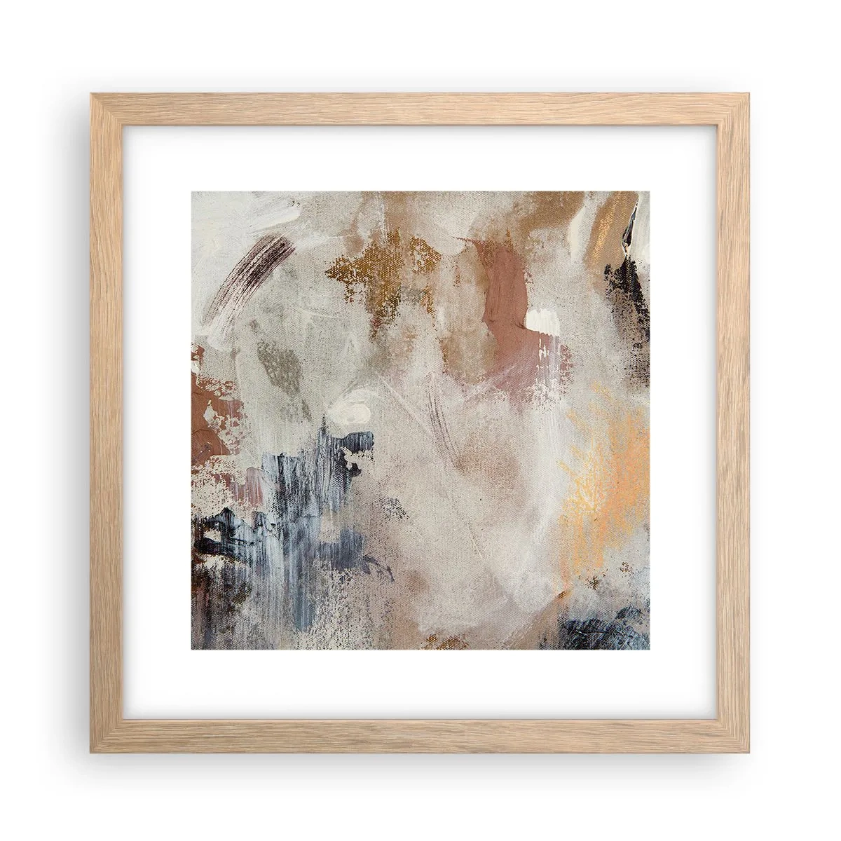 Plagát v ráme zo svetlého duba - Hmlistá abstrakcia - 30x30 cm