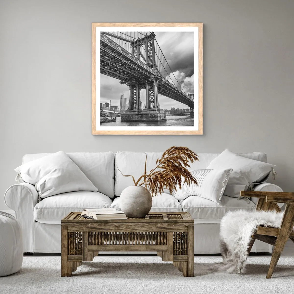 Plagát v ráme zo svetlého duba - Do srdca mesta - 40x40 cm