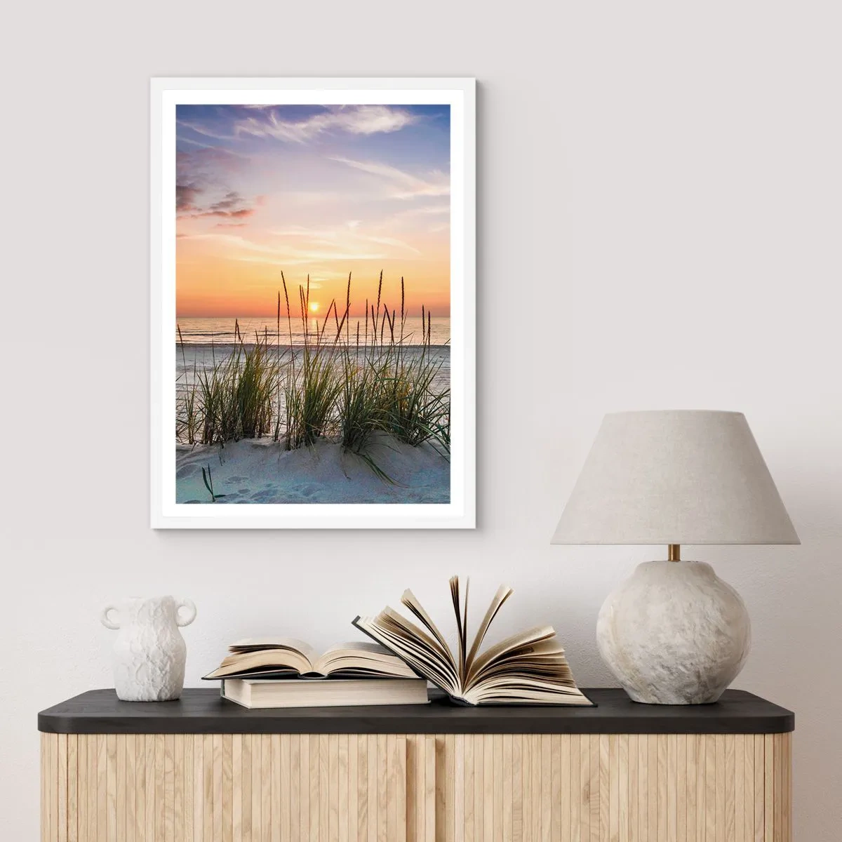 Plagát v bielom ráme - Pozri sa, predstav si a pociť - 50x70 cm