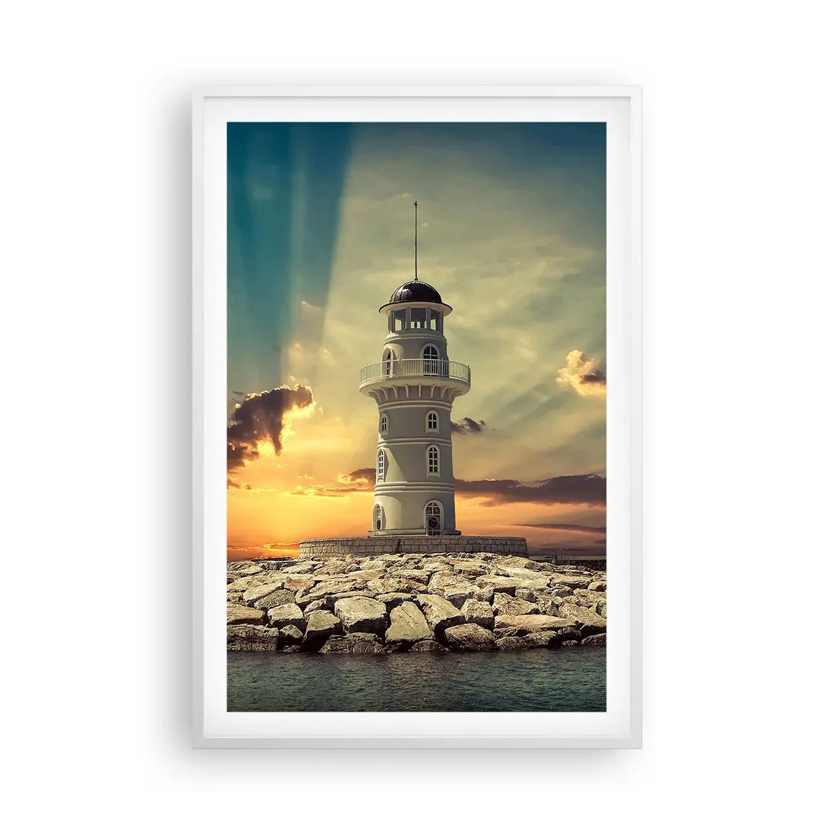 Plagát v bielom ráme - Svetlo - Dobro - Krása - 61x91 cm