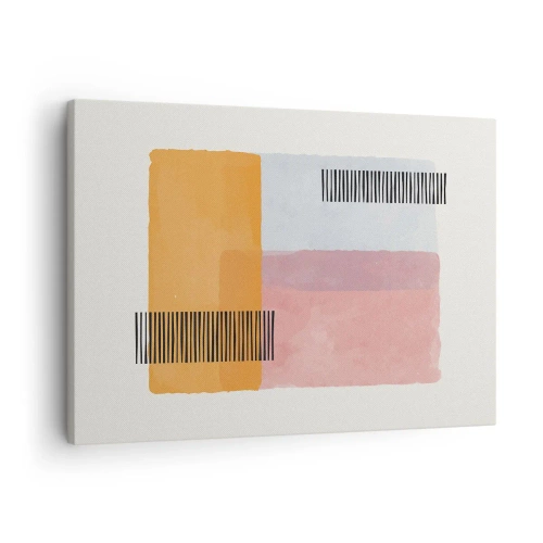 Obraz na plátne - Geometria v pastelových farbách s čiarami na svetlom pozadí - 70x50cm - Z rohu do rohu - Moderná nástenná dekorácia do obývacej izby a spálne ARTTOR
