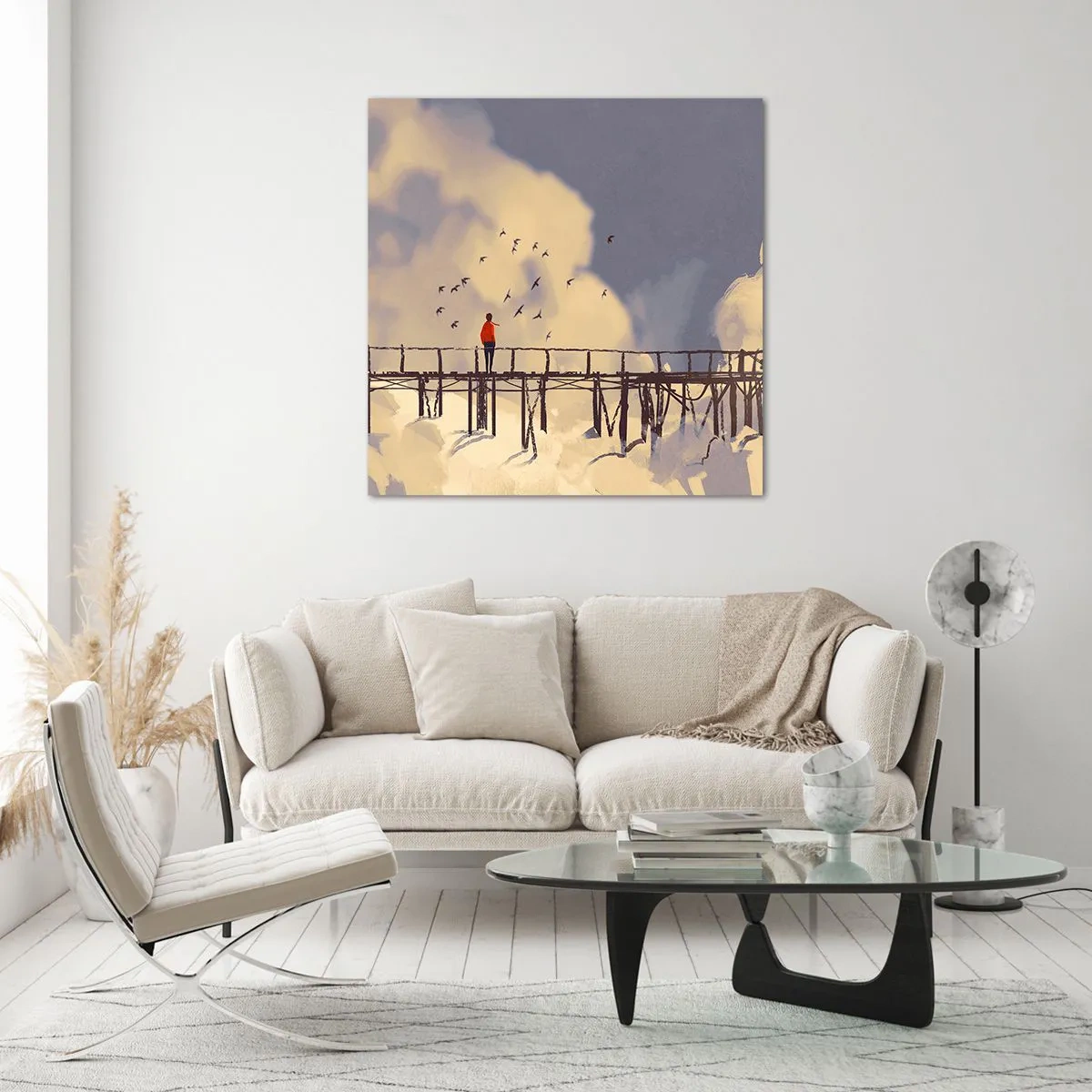 Obraz na skle - Modrý stesk - 70x70 cm