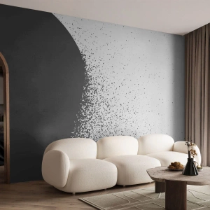 Fototapeta Premium Canvas - Pohyb častíc - Abstrakcia, Čierna a biela, Grafika - 350x256 cm