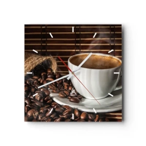 Nástenné hodiny - Čiernosť uhlia, priezračnosť jantáru - 40x40 cm